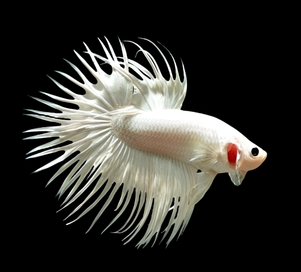 White crowtail male betta